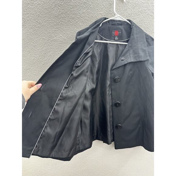 Gallery Womens Jacket Size Petite Small Black Button Up Lightweight - Picture 4 of 12